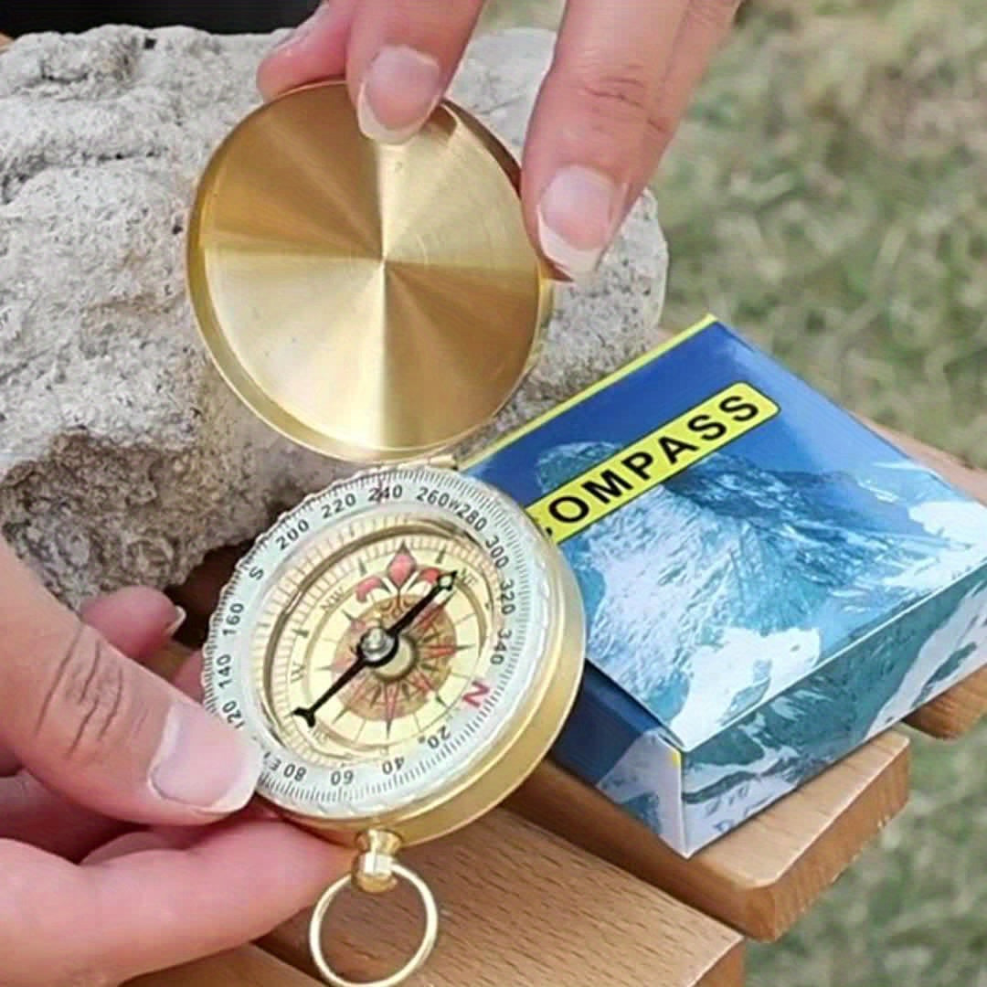 Bússola de sobrevivência de cobre com recursos que brilham no escuro - Resistente à água, visibilidade aprimorada para acampamentos e caminhadas - Ferramenta essencial para aventuras noturnas