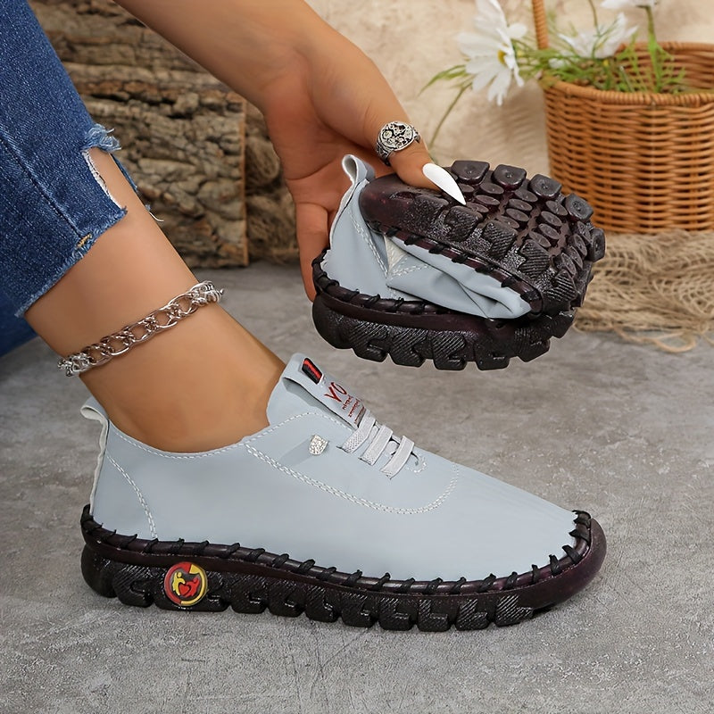 Tênis feminino casual de cor sólida, calçado leve e macio para caminhada, cano baixo e confortável para o dia a dia (tamanho grande)