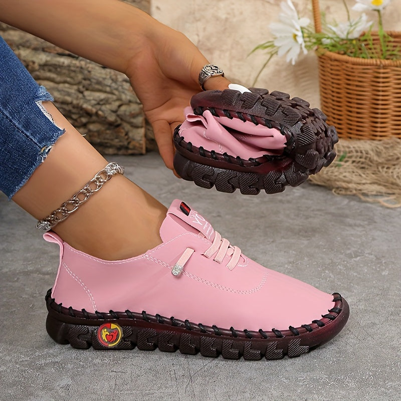 Tênis feminino casual de cor sólida, calçado leve e macio para caminhada, cano baixo e confortável para o dia a dia (tamanho grande)