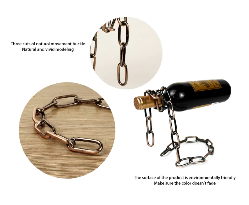Porta-garrafas de vinho com corrente de ferro mágico