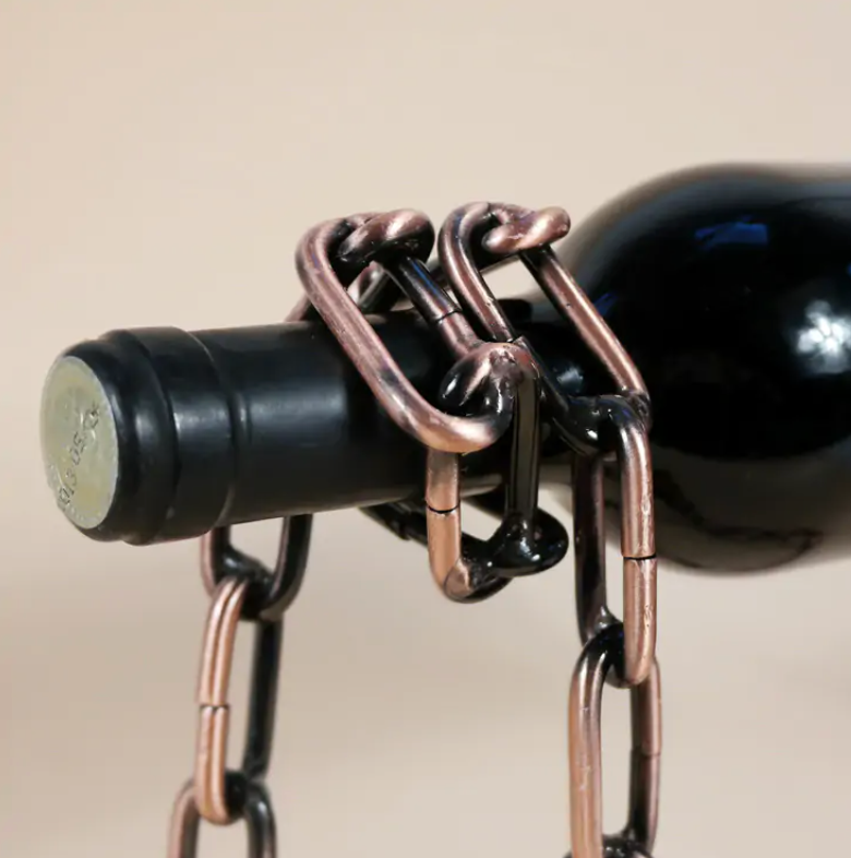 Porta-garrafas de vinho com corrente de ferro mágico
