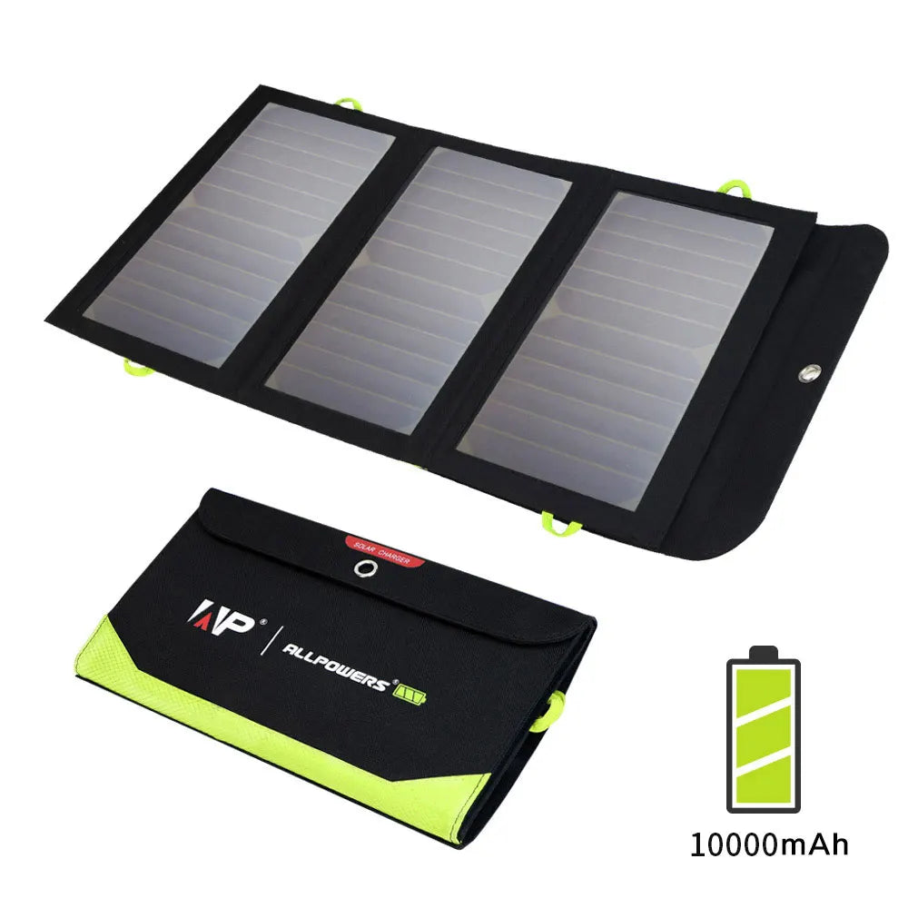Carregador solar ALLPOWERS 5V / 18V Painel solar dobrável com porta USB, 21W de reserva doméstica / energia de emergência externa para todos os telefones