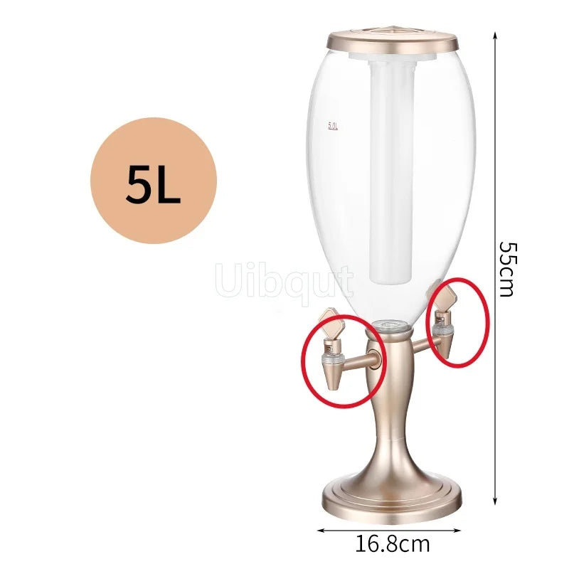 Canhão de vinho de cabeça dupla 1,5L 3L canhão de cerveja de pressão comercial máquina de cerveja luminosa torre de vinho bar ktv barril de cerveja de pressão 5L