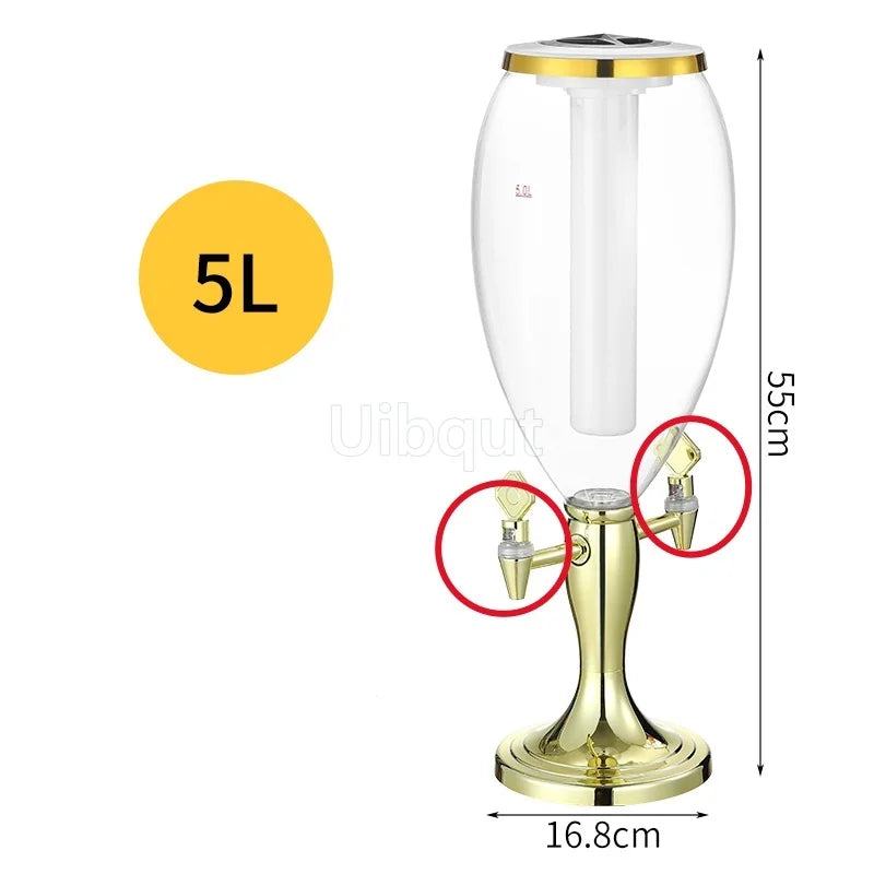Canhão de vinho de cabeça dupla 1,5L 3L canhão de cerveja de pressão comercial máquina de cerveja luminosa torre de vinho bar ktv barril de cerveja de pressão 5L