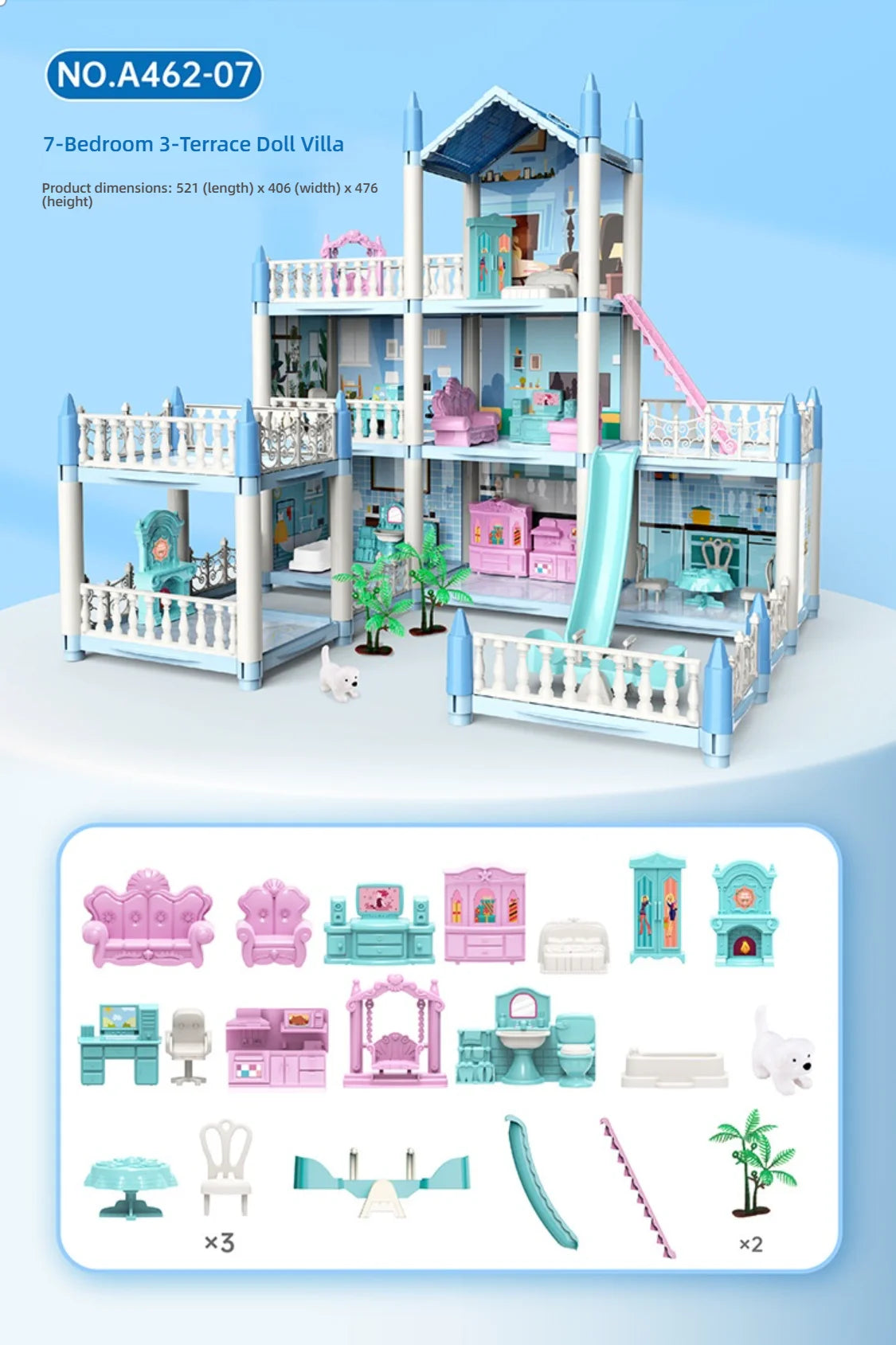 Kit de casa de bonecas castelo de princesa 3D faça você mesmo com luzes de LED | Modelo de vila em miniatura | Presente criativo de aniversário, brinquedo e decoração para casa