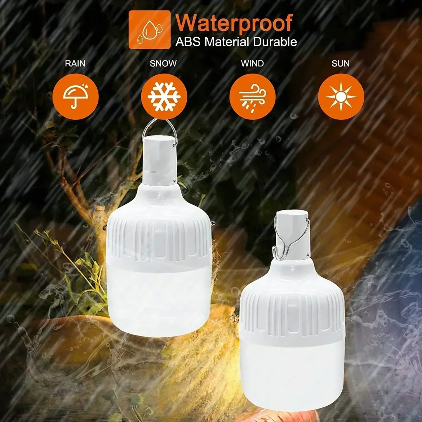 Lâmpada de emergência de 60 W para acampamento ao ar livre, suprimentos EDC, lâmpada LED recarregável USB para áreas externas, lanterna, caminhadas, esportes e entretenimento