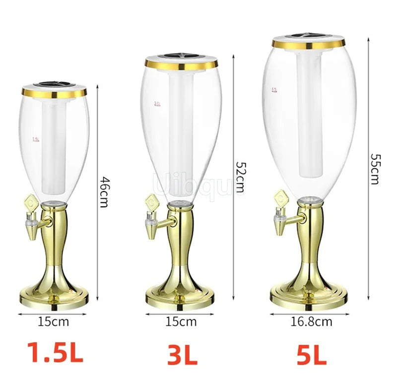 Canhão de vinho de cabeça dupla 1,5L 3L canhão de cerveja de pressão comercial máquina de cerveja luminosa torre de vinho bar ktv barril de cerveja de pressão 5L