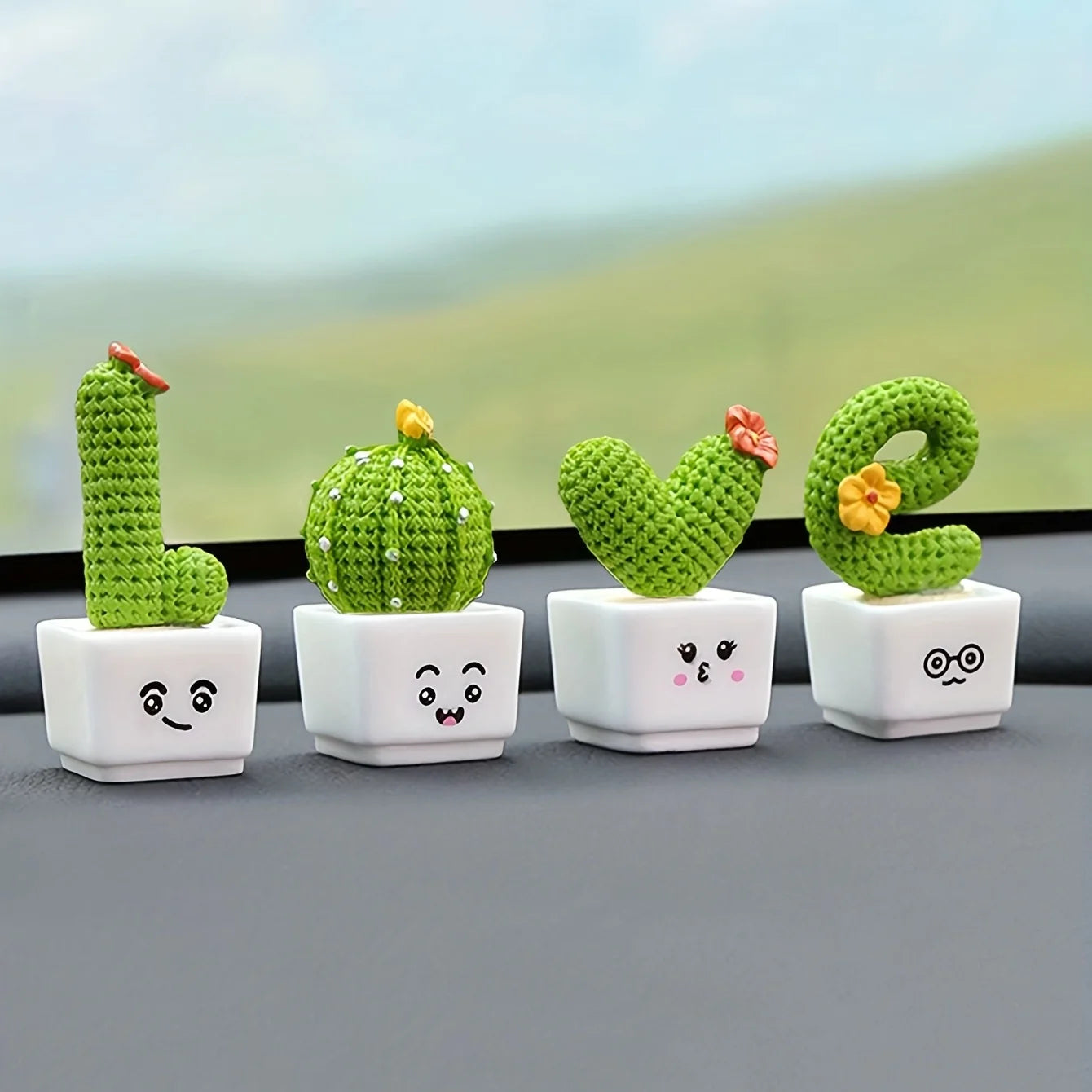 1 conjunto de 4 cactos suculento de resina, Mini plantas, decoração