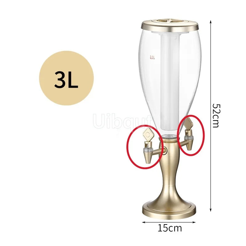 Canhão de vinho de cabeça dupla 1,5L 3L canhão de cerveja de pressão comercial máquina de cerveja luminosa torre de vinho bar ktv barril de cerveja de pressão 5L