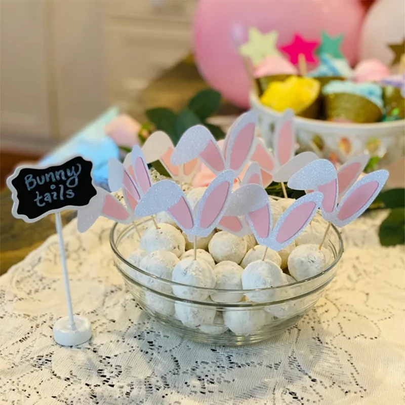 Lindos toppers de cupcake com orelhas de coelho da Páscoa, decoração
