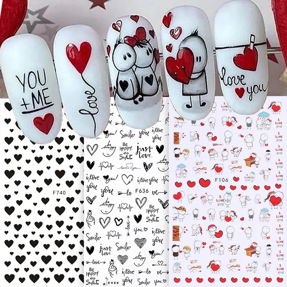 6PCS 3D Dia dos Namorados Nail Art Adesivo