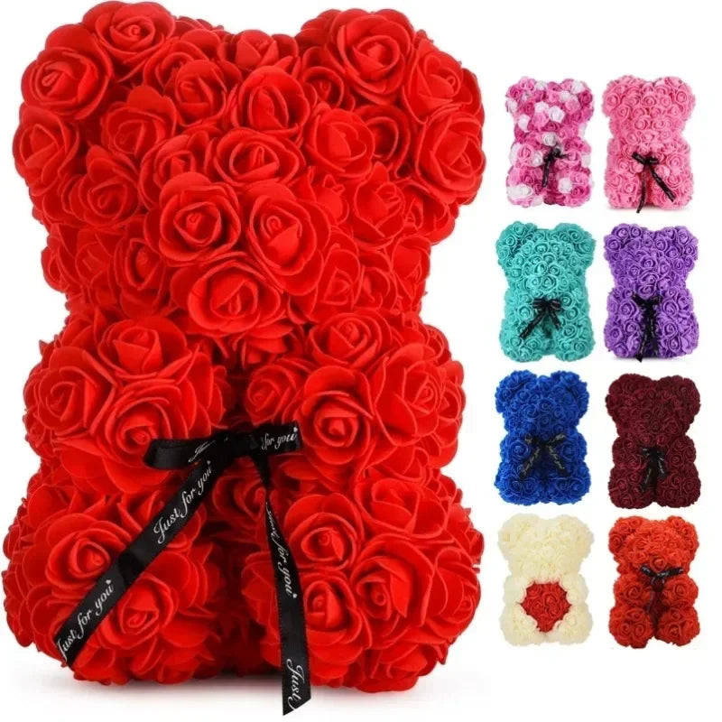 Nova Flor Artificial Eterna Rosa Urso de Pelúcia para Dia das Mães, Aniversário, Dia dos Namorados, Presentes e Decorações de Aniversário