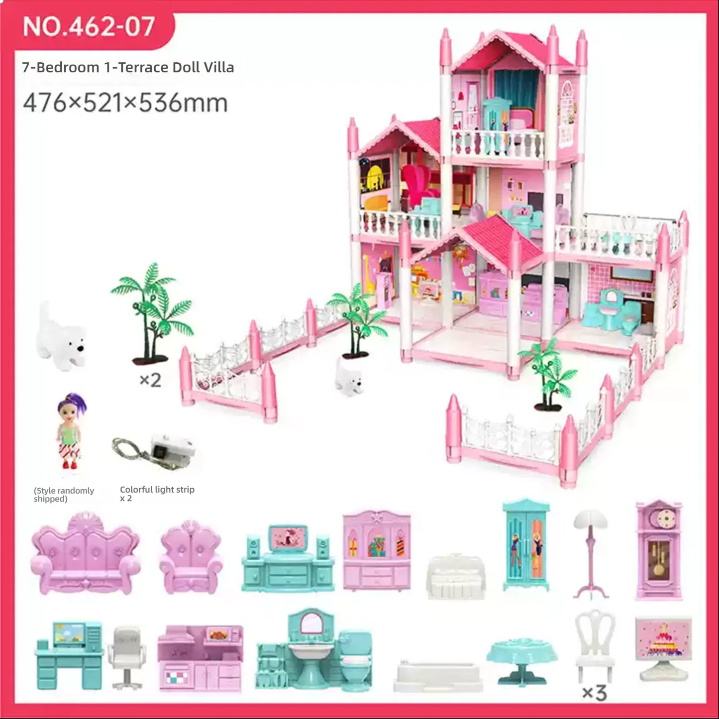 Kit de casa de bonecas castelo de princesa 3D faça você mesmo com luzes de LED | Modelo de vila em miniatura | Presente criativo de aniversário, brinquedo e decoração para casa