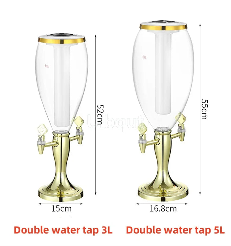 Canhão de vinho de cabeça dupla 1,5L 3L canhão de cerveja de pressão comercial máquina de cerveja luminosa torre de vinho bar ktv barril de cerveja de pressão 5L