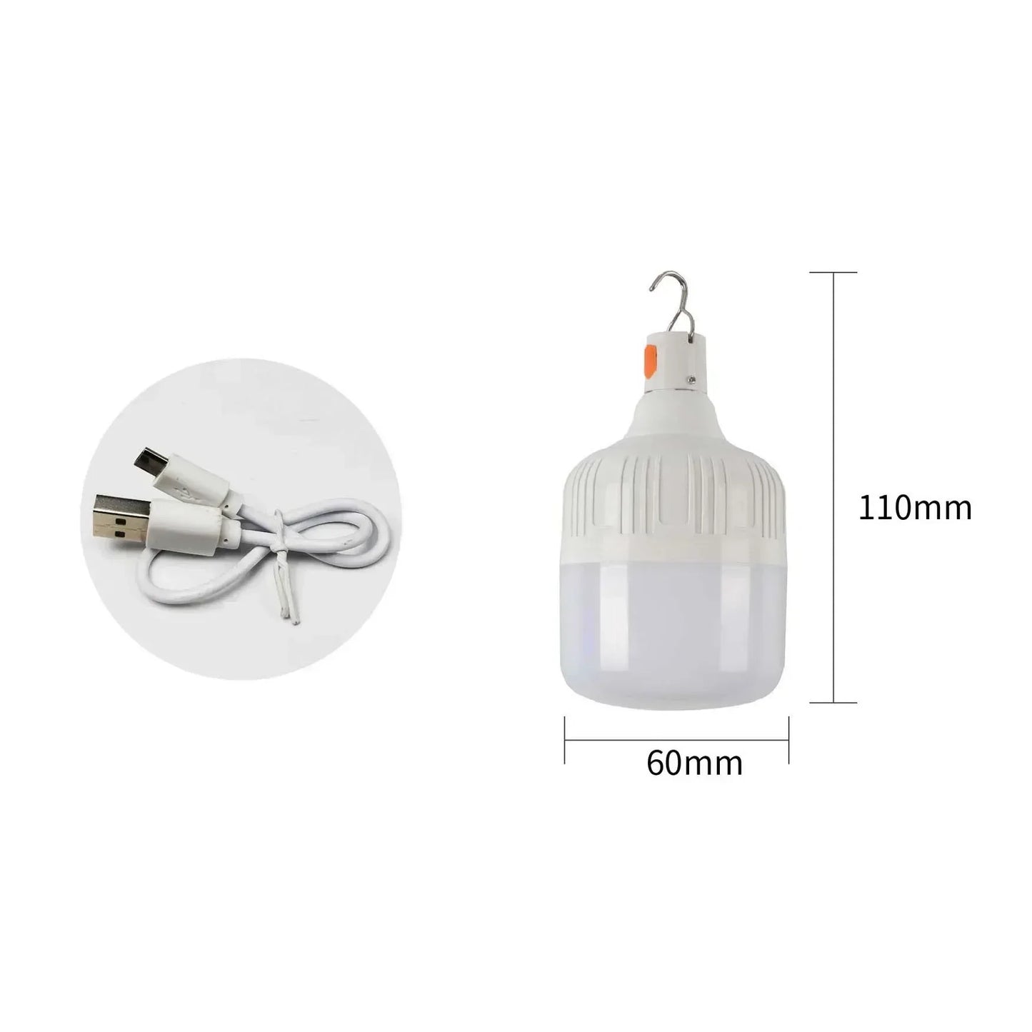 Lâmpada de emergência de 60 W para acampamento ao ar livre, suprimentos EDC, lâmpada LED recarregável USB para áreas externas, lanterna, caminhadas, esportes e entretenimento