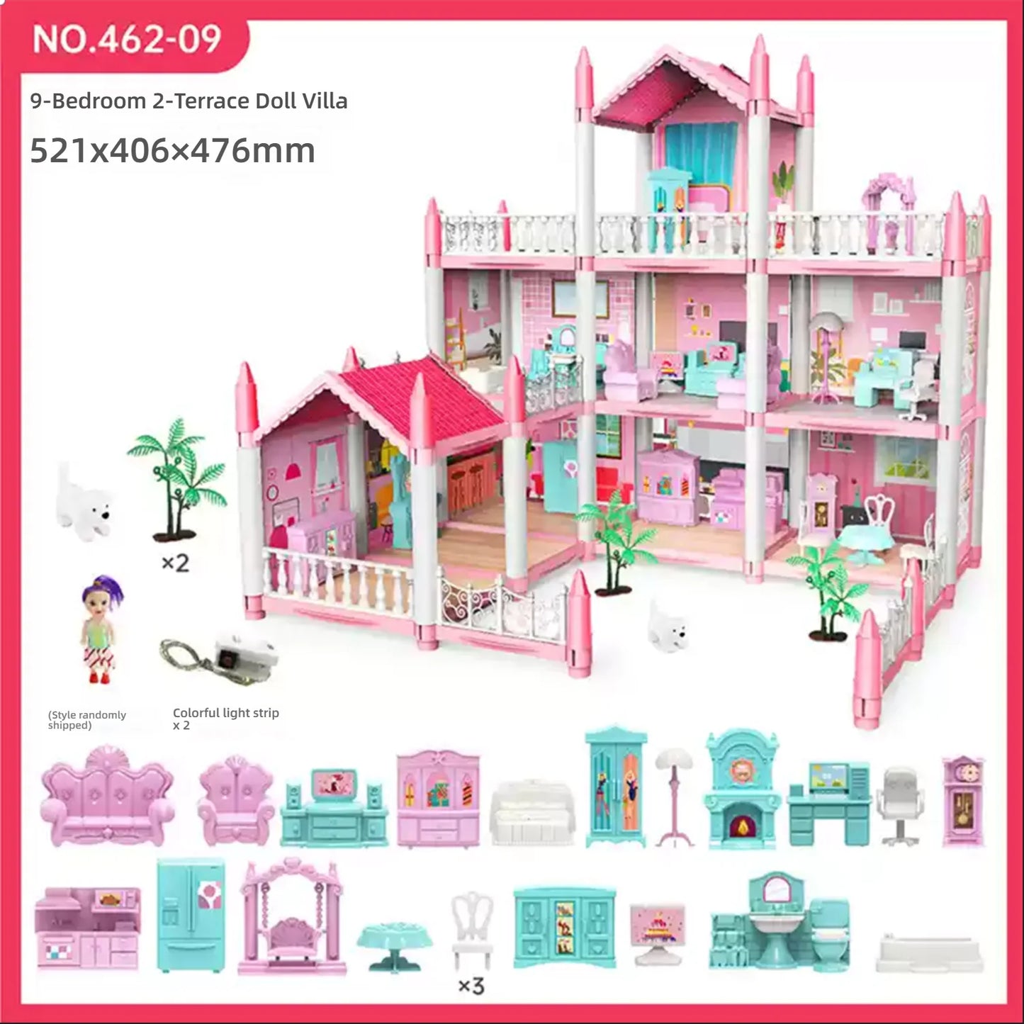 Kit de casa de bonecas castelo de princesa 3D faça você mesmo com luzes de LED | Modelo de vila em miniatura | Presente criativo de aniversário, brinquedo e decoração para casa
