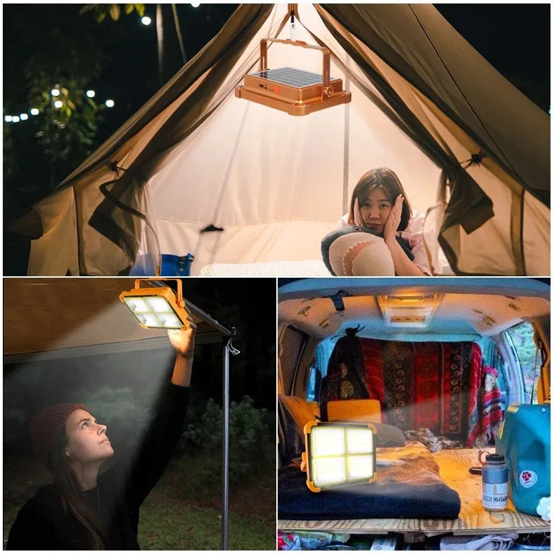 Lanterna de acampamento 20000mAh de alta energia solar recarregável LED para barraca com ímã, lanterna potente, banco de energia, lâmpada de emergência para reparo