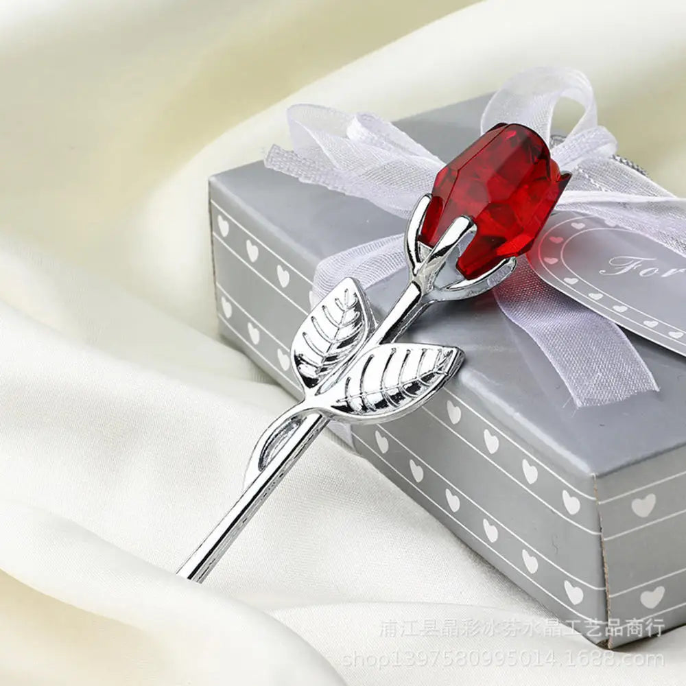 Presente de dia dos namorados cristal, vidro rosa flor artificial prata ouro