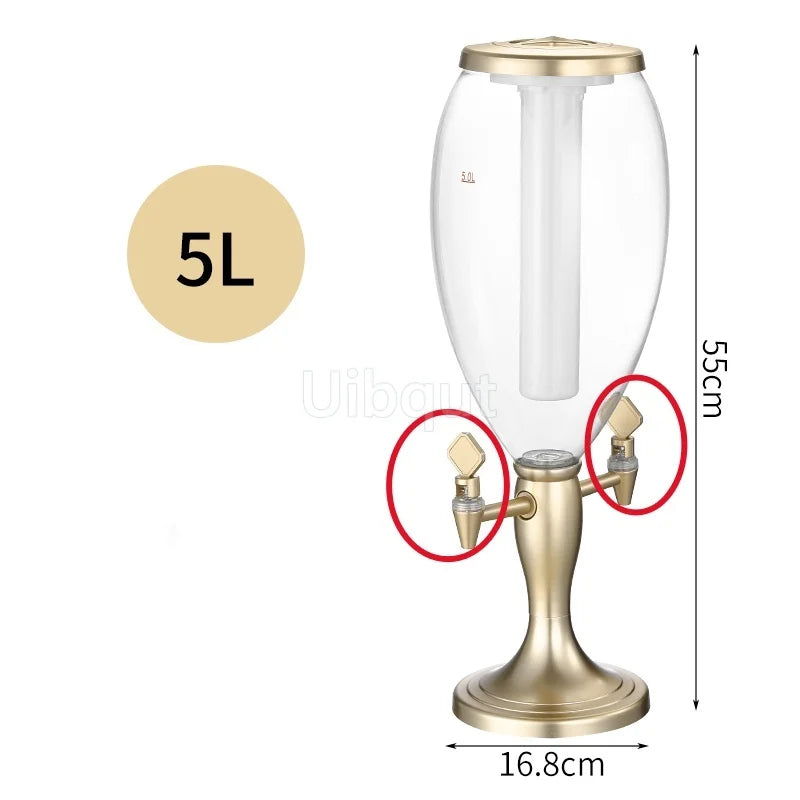 Canhão de vinho de cabeça dupla 1,5L 3L canhão de cerveja de pressão comercial máquina de cerveja luminosa torre de vinho bar ktv barril de cerveja de pressão 5L