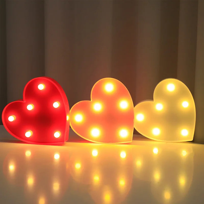 Lâmpada LED Love, Heart, Festa de Casamento, Romântico, Vermelho, Rosa, Luz Noturna, Enfeite Aniversário, Dia dos namorados