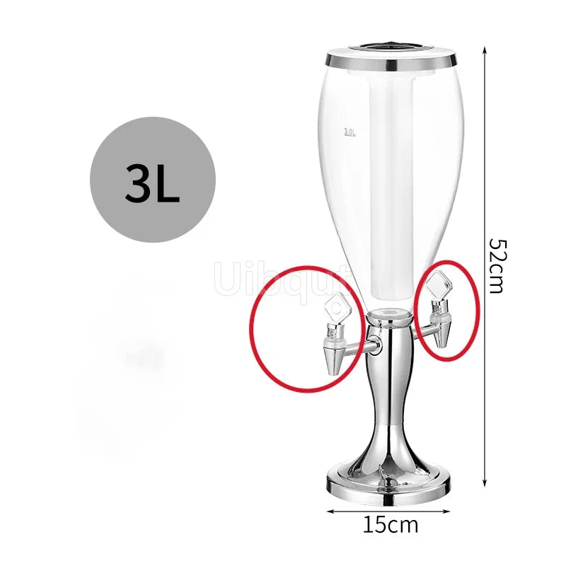 Canhão de vinho de cabeça dupla 1,5L 3L canhão de cerveja de pressão comercial máquina de cerveja luminosa torre de vinho bar ktv barril de cerveja de pressão 5L