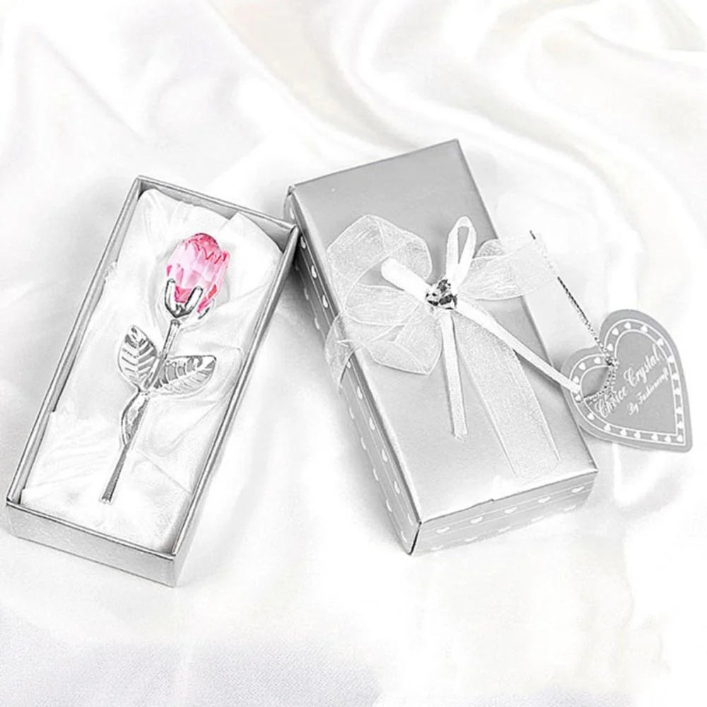 Presente de dia dos namorados cristal, vidro rosa flor artificial prata ouro