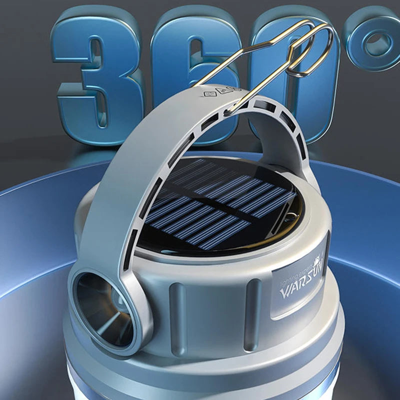 Warsun Outdoor 1100 lúmens LED de longa duração, potente lâmpada solar recarregável para acampamento com esportes ao ar livre