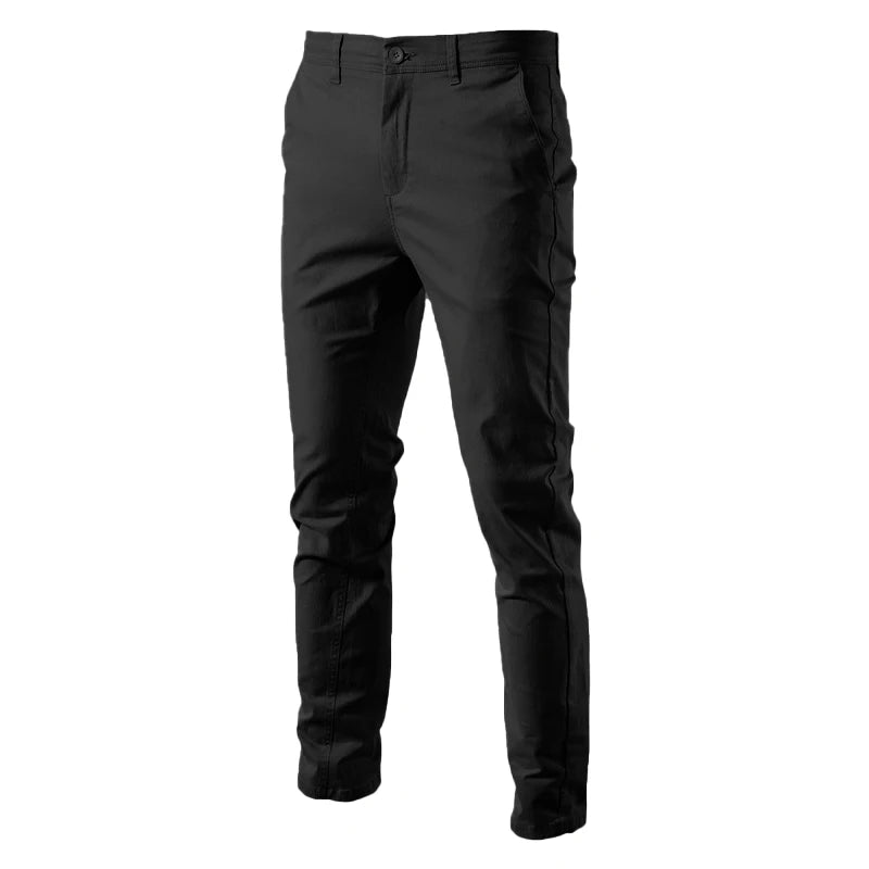 Calças masculinas casuais de algodão AIOPESON, cor sólida, slim fit, novas calças masculinas, primavera outono, calças clássicas de negócios de alta qualidade para homens
