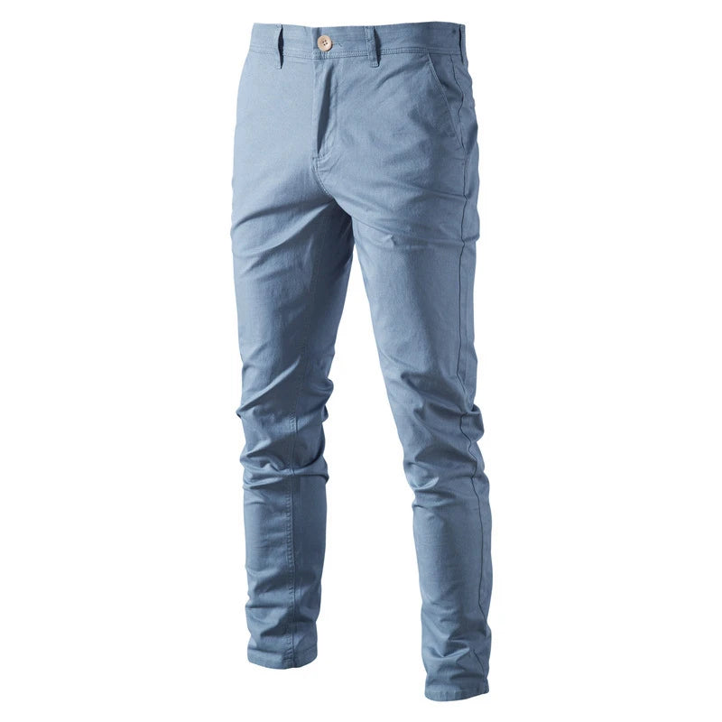 Calças masculinas casuais de algodão AIOPESON, cor sólida, slim fit, novas calças masculinas, primavera outono, calças clássicas de negócios de alta qualidade para homens