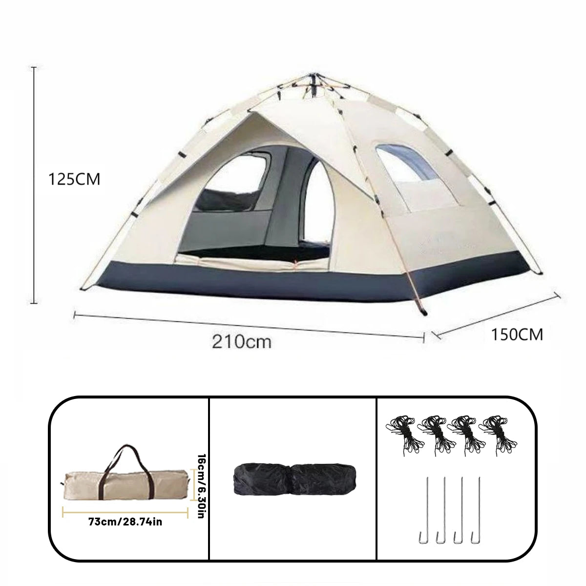 Tenda automática de abertura rápida para áreas externas, barraca automática à prova de chuva e sol, abrigo para pesca, praia e sol, barracas para 4 pessoas