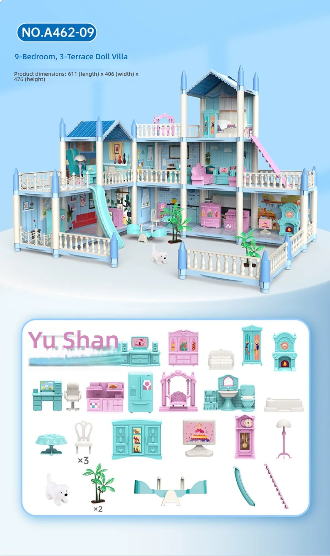 Kit de casa de bonecas castelo de princesa 3D faça você mesmo com luzes de LED | Modelo de vila em miniatura | Presente criativo de aniversário, brinquedo e decoração para casa
