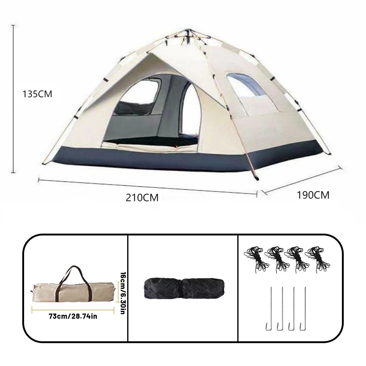 Tenda automática de abertura rápida para áreas externas, barraca automática à prova de chuva e sol, abrigo para pesca, praia e sol, barracas para 4 pessoas