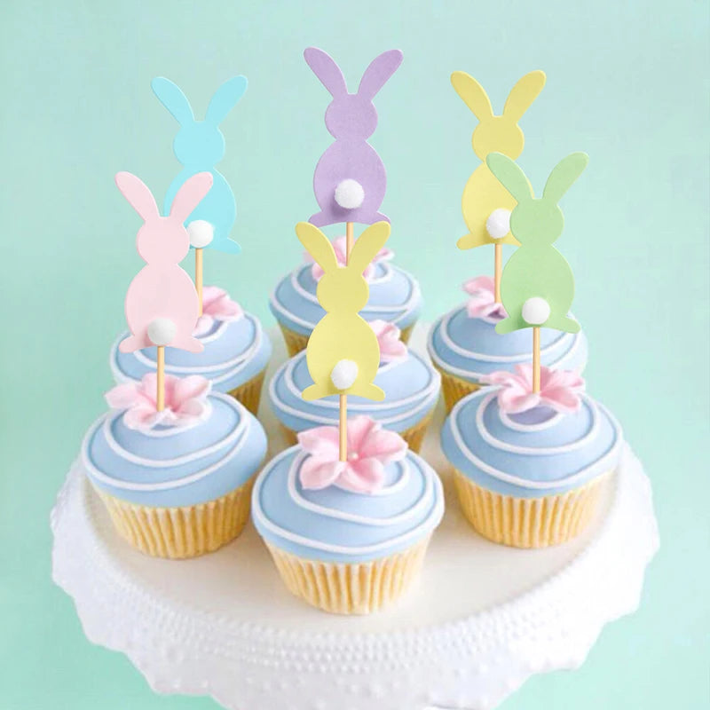 Lindos toppers de cupcake com orelhas de coelho da Páscoa, decoração