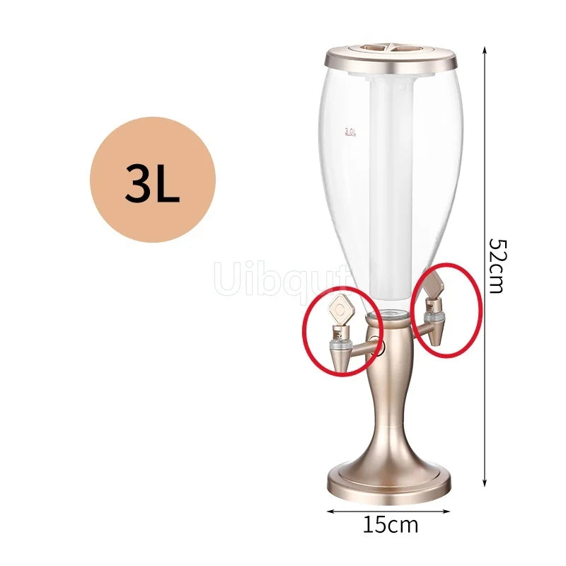 Canhão de vinho de cabeça dupla 1,5L 3L canhão de cerveja de pressão comercial máquina de cerveja luminosa torre de vinho bar ktv barril de cerveja de pressão 5L