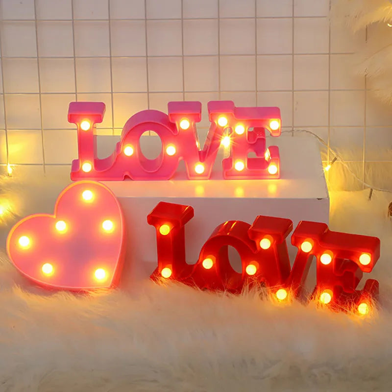 Lâmpada LED Love, Heart, Festa de Casamento, Romântico, Vermelho, Rosa, Luz Noturna, Enfeite Aniversário, Dia dos namorados