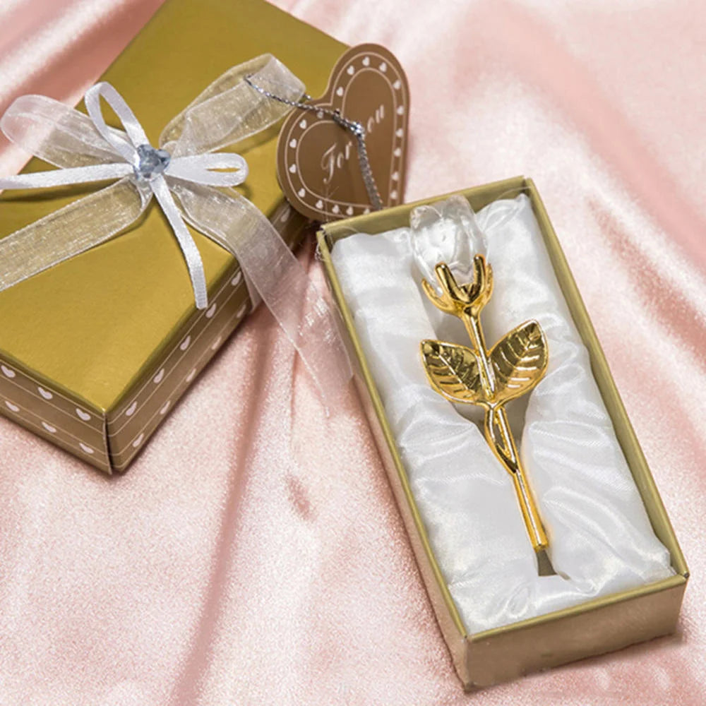 Presente de dia dos namorados cristal, vidro rosa flor artificial prata ouro