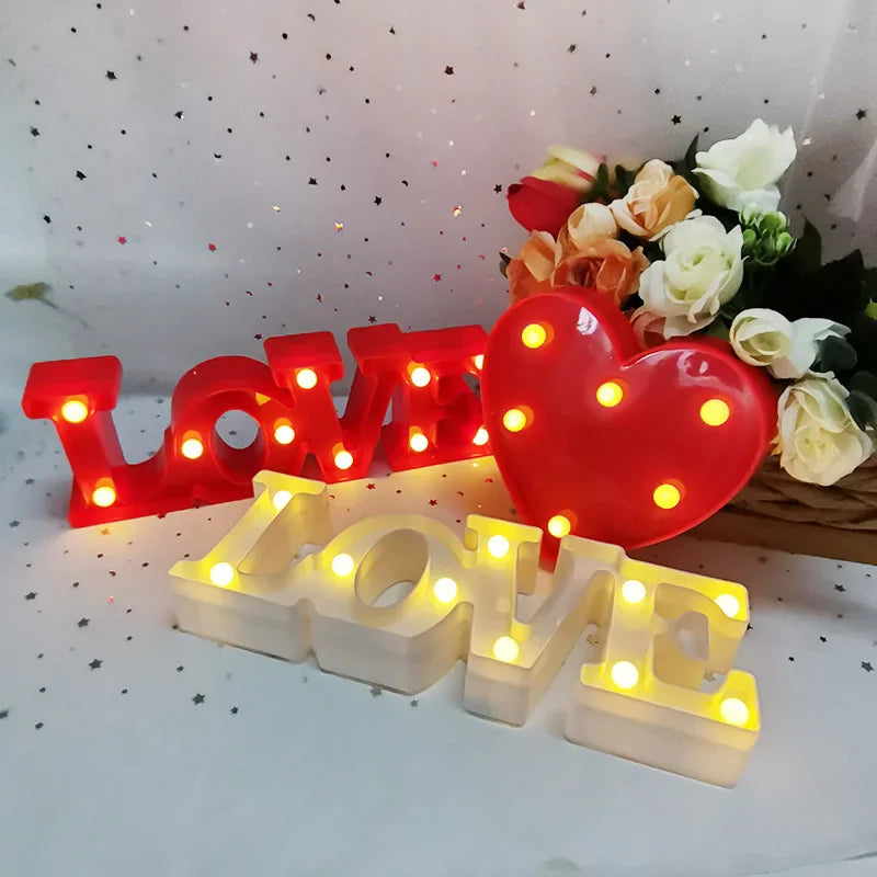 Lâmpada LED Love, Heart, Festa de Casamento, Romântico, Vermelho, Rosa, Luz Noturna, Enfeite Aniversário, Dia dos namorados
