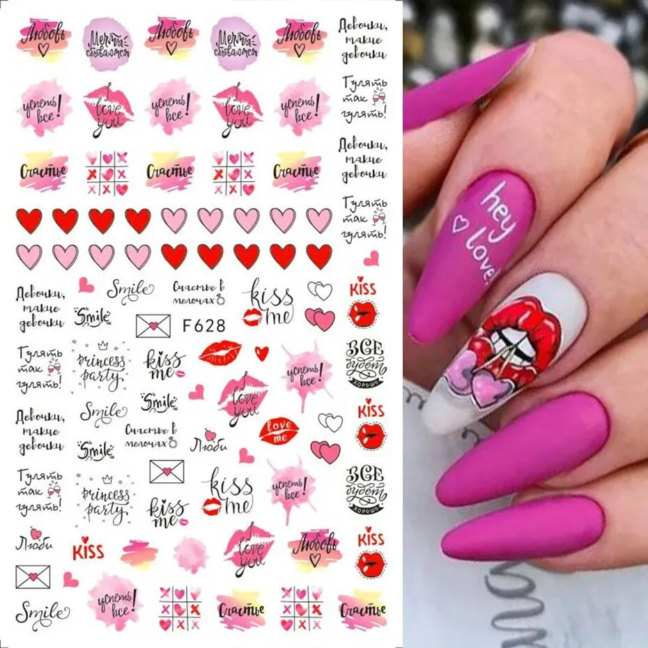6PCS 3D Dia dos Namorados Nail Art Adesivo