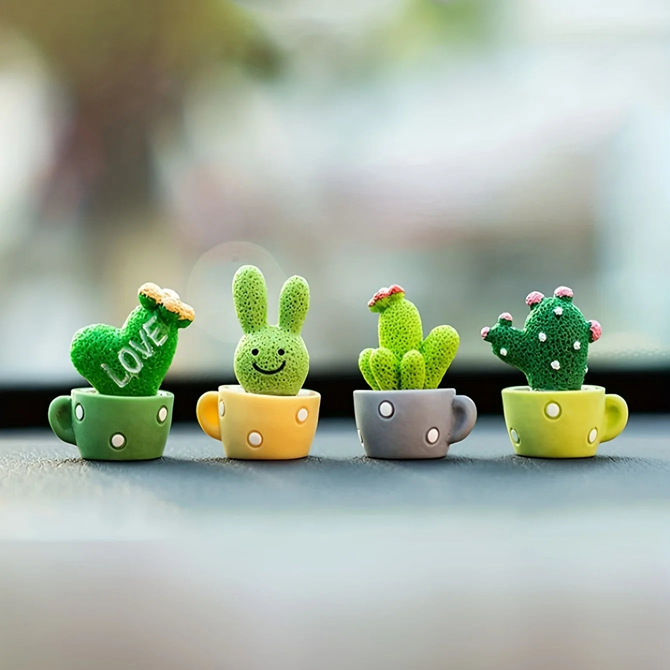 1 conjunto de 4 cactos suculento de resina, Mini plantas, decoração