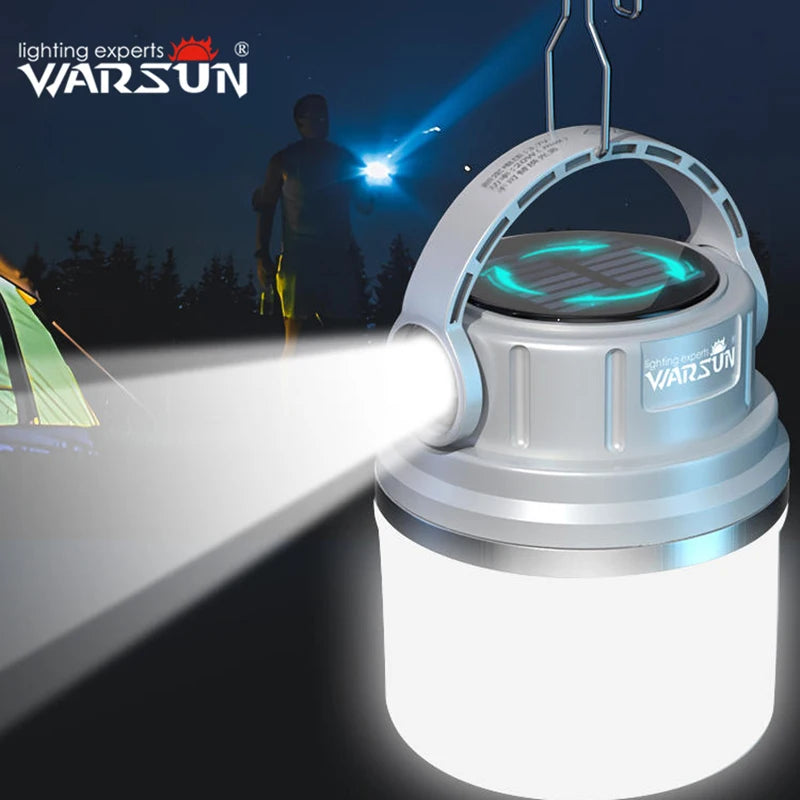 Warsun Outdoor 1100 lúmens LED de longa duração, potente lâmpada solar recarregável para acampamento com esportes ao ar livre