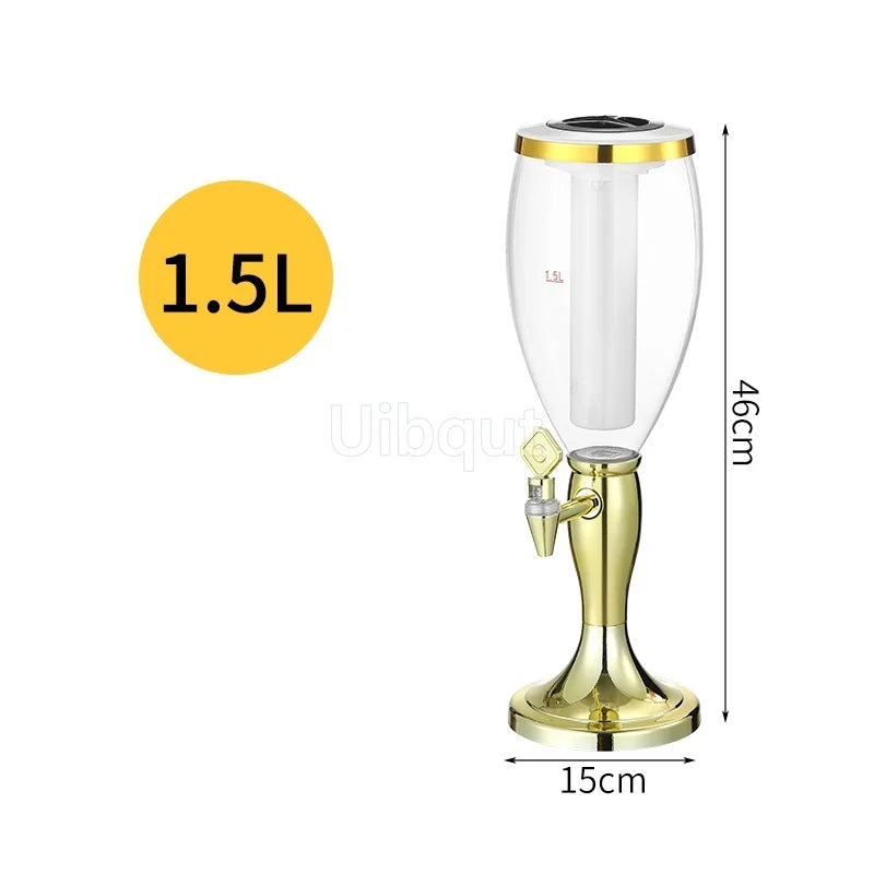 Canhão de vinho de cabeça dupla 1,5L 3L canhão de cerveja de pressão comercial máquina de cerveja luminosa torre de vinho bar ktv barril de cerveja de pressão 5L