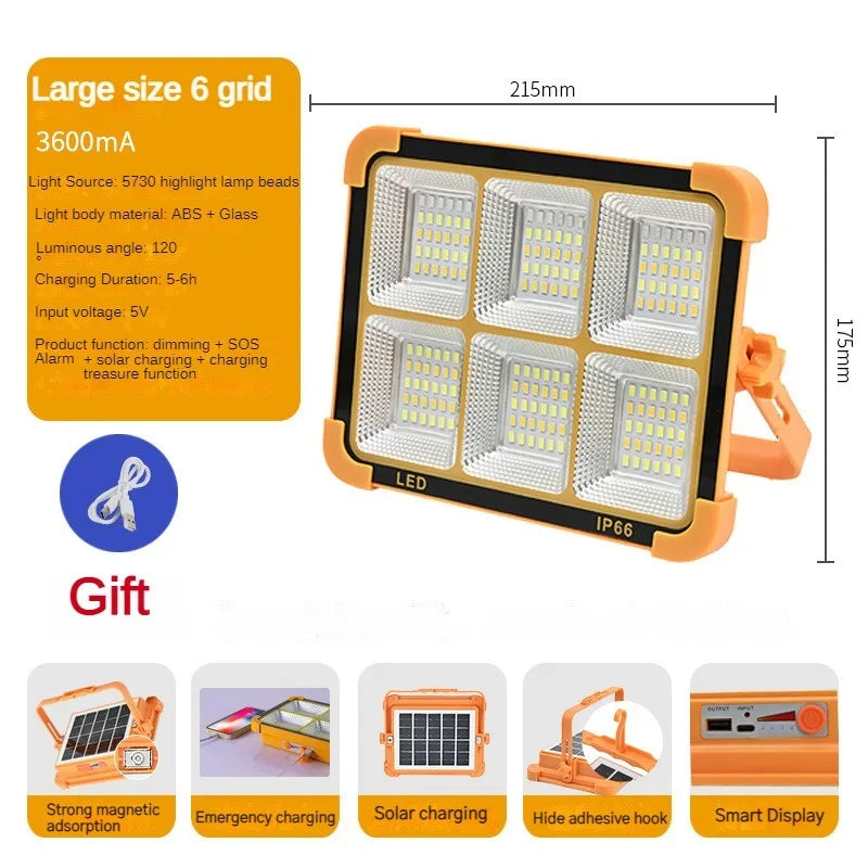 Lanterna de acampamento 20000mAh de alta energia solar recarregável LED para barraca com ímã, lanterna potente, banco de energia, lâmpada de emergência para reparo