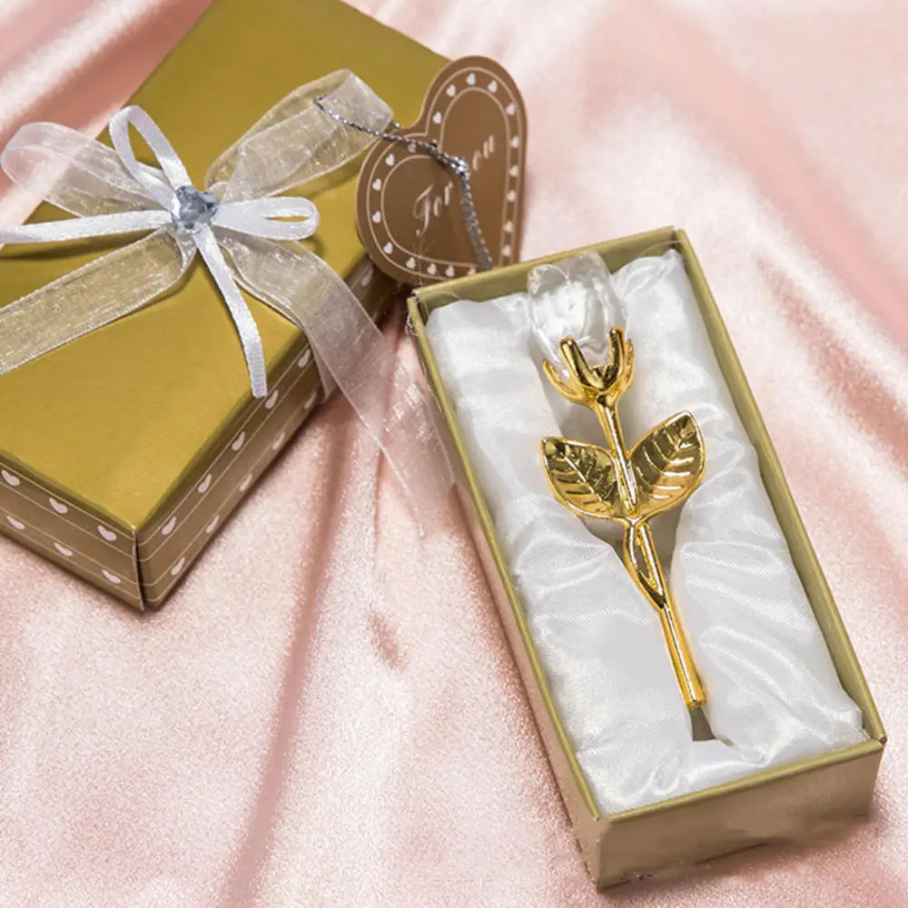 Presente de dia dos namorados cristal, vidro rosa flor artificial prata ouro