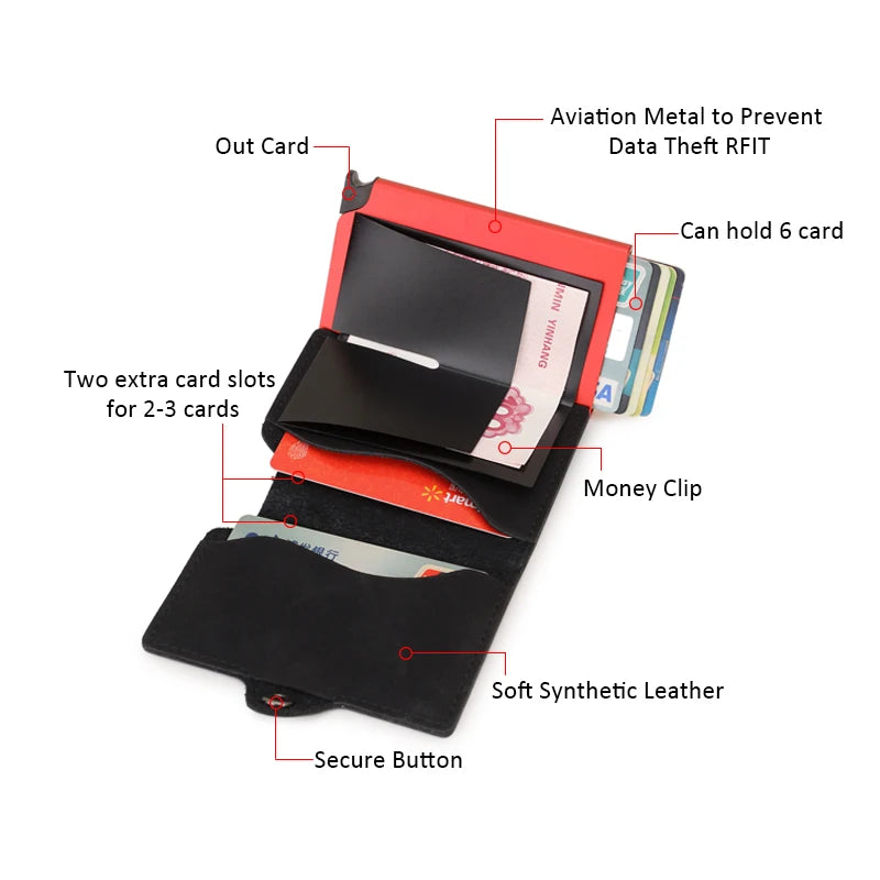 Carteira masculina de metal Smart Slim, cartões
