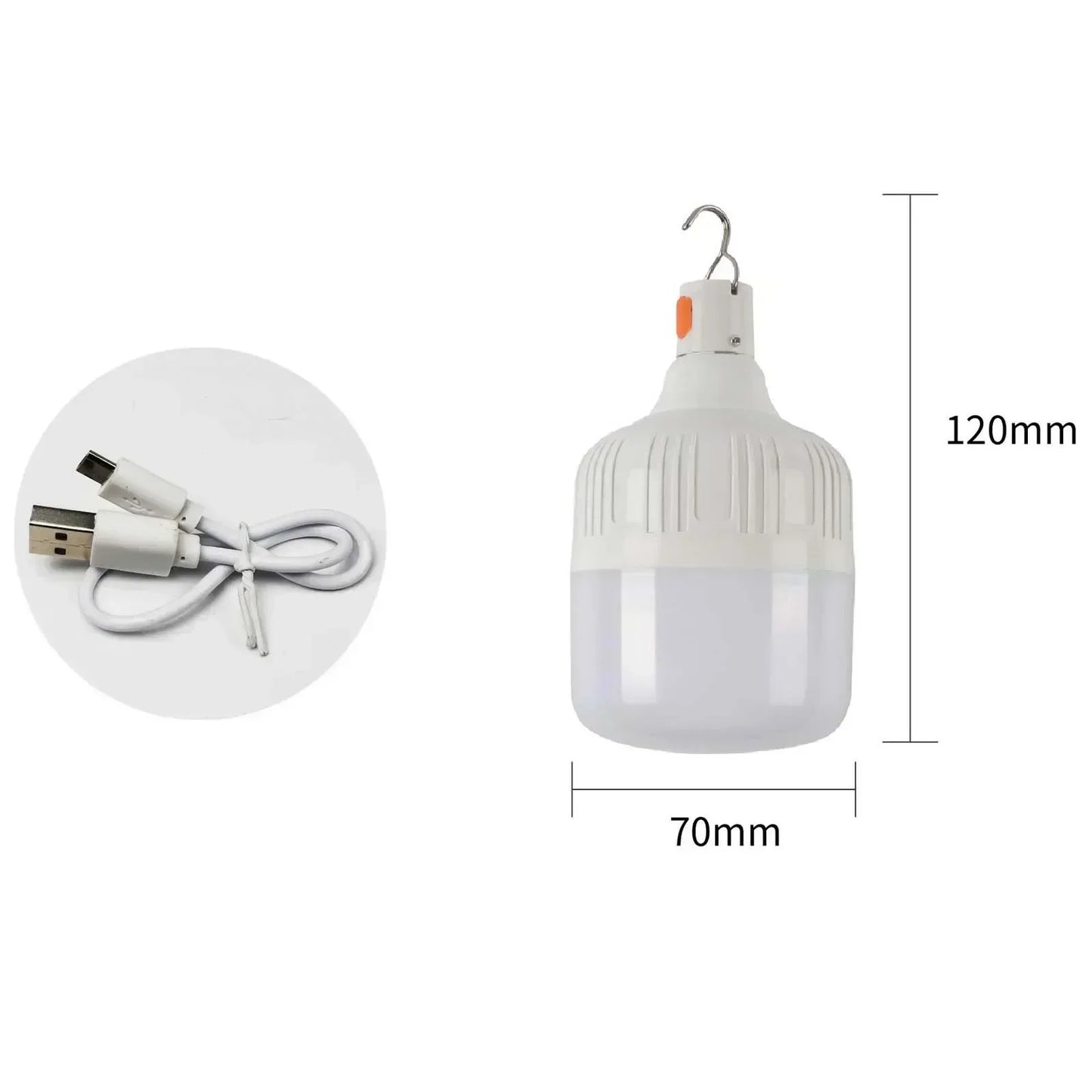 Lâmpada de emergência de 60 W para acampamento ao ar livre, suprimentos EDC, lâmpada LED recarregável USB para áreas externas, lanterna, caminhadas, esportes e entretenimento