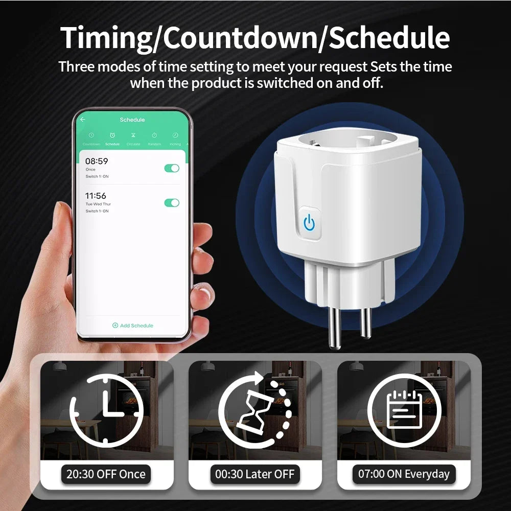 Tomada Inteligente com Monitoramento de Energia Função de Temporização Funciona com Alexa GoogleHome