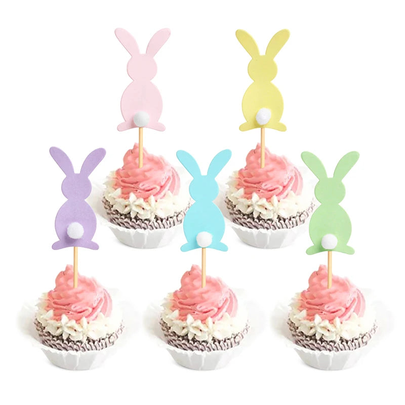 Lindos toppers de cupcake com orelhas de coelho da Páscoa, decoração
