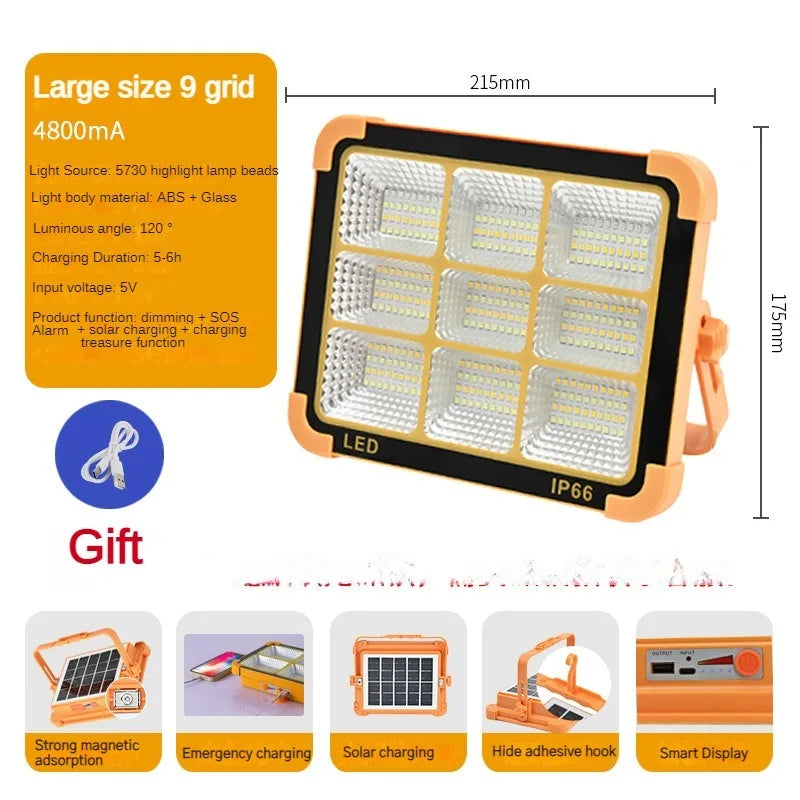 Lanterna de acampamento 20000mAh de alta energia solar recarregável LED para barraca com ímã, lanterna potente, banco de energia, lâmpada de emergência para reparo