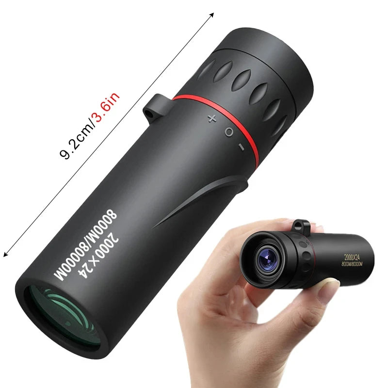 Telescópio monocular HD 2000x24, mini telescópio portátil com zoom para áreas externas, telescópio para viagem, caminhada, acampamento, observação de pássaros