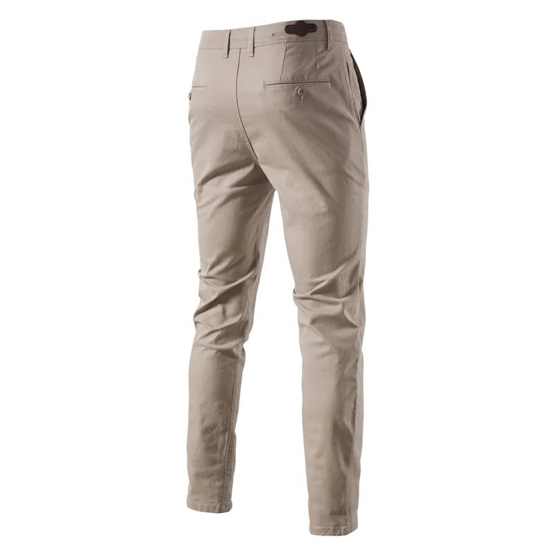 Calças masculinas casuais de algodão AIOPESON, cor sólida, slim fit, novas calças masculinas, primavera outono, calças clássicas de negócios de alta qualidade para homens